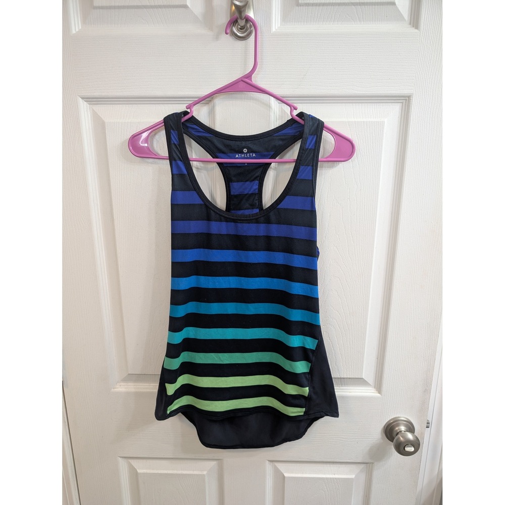 Athleta Chi Racerback Tank Top Womens Striped Ombre Activewear - Size S